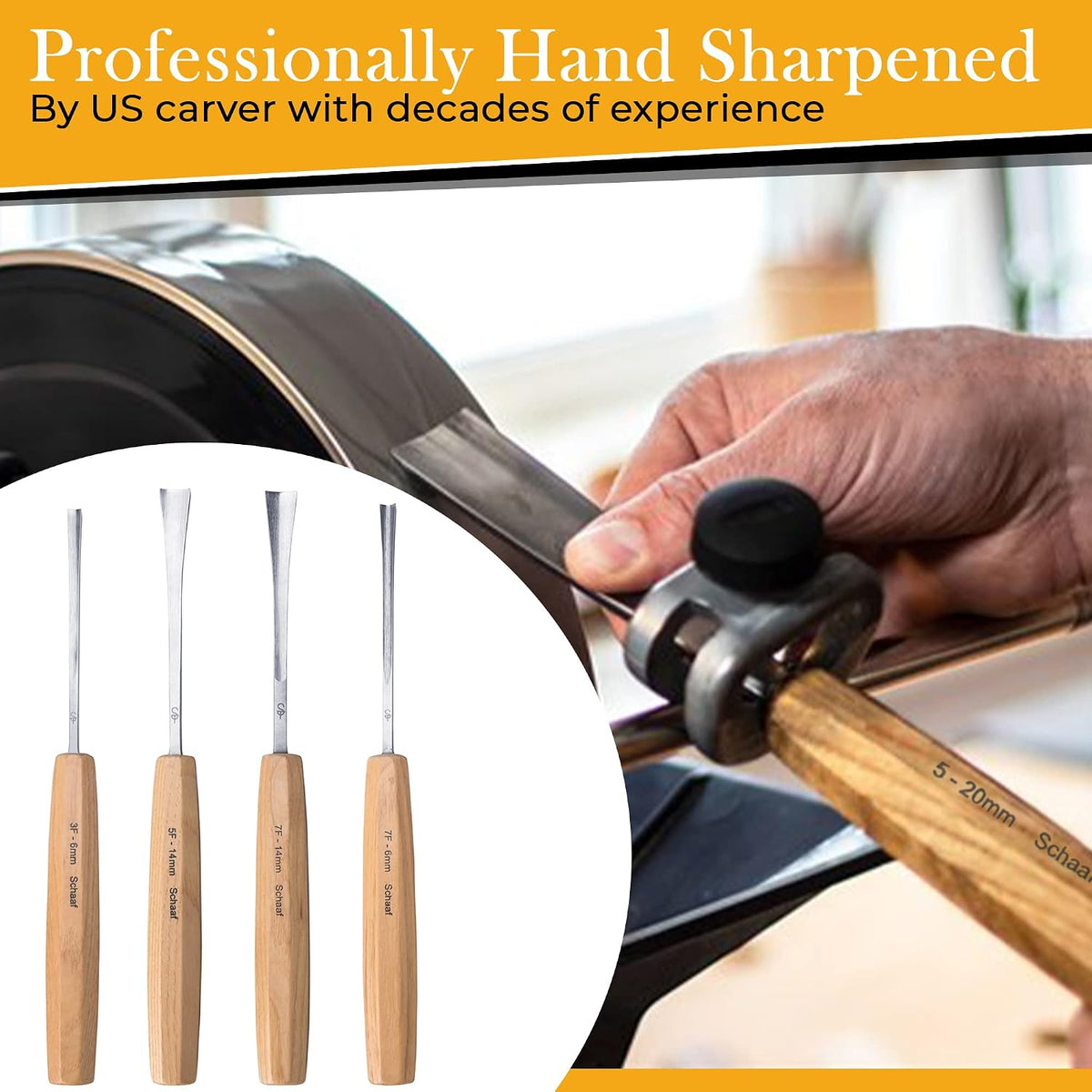 Schaaf Wood Carving Tools Wood Chisel Set with Gouges, Cr-V 60 Steel