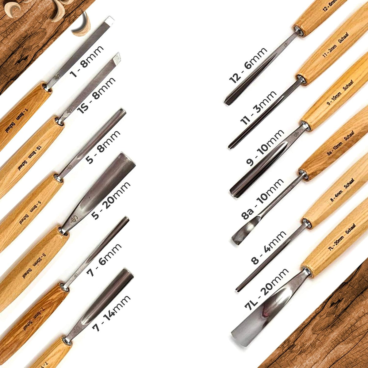 Schaaf Wood Carving Tools Wood Chisel Set with Gouges, Cr-V 60 Steel