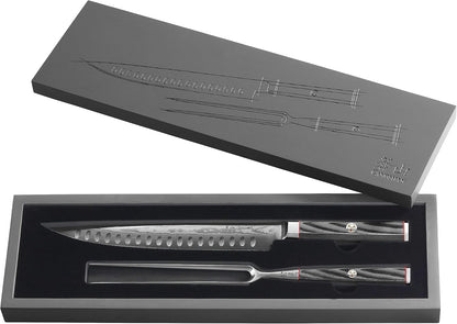 Cangshan YARI Series 2-Piece Carving Set with Ash Wood Box, X-7 Damascus Steel, 501332