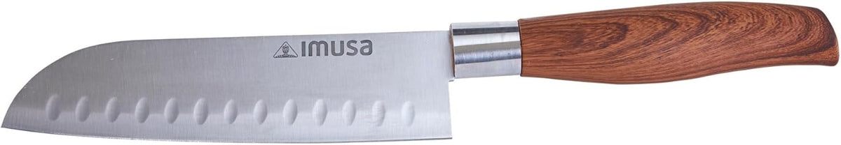 IMUSA 6 Inch Chef Stainless Steel Santoku Knife with Woodlook Handle