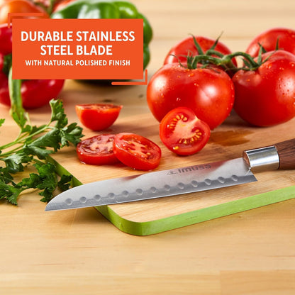 IMUSA 6 Inch Chef Stainless Steel Santoku Knife with Woodlook Handle