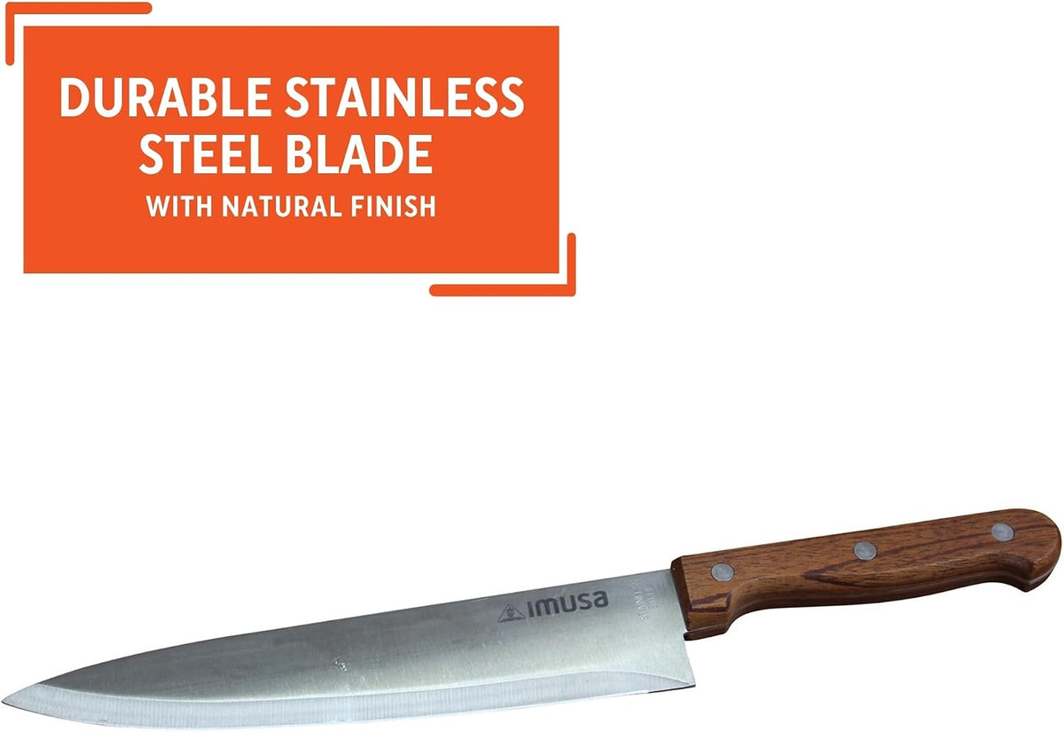 IMUSA 6 Inch Chef Stainless Steel Santoku Knife with Woodlook Handle