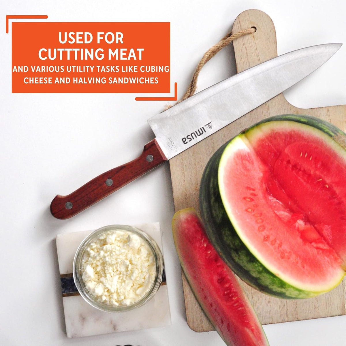 IMUSA 6 Inch Chef Stainless Steel Santoku Knife with Woodlook Handle