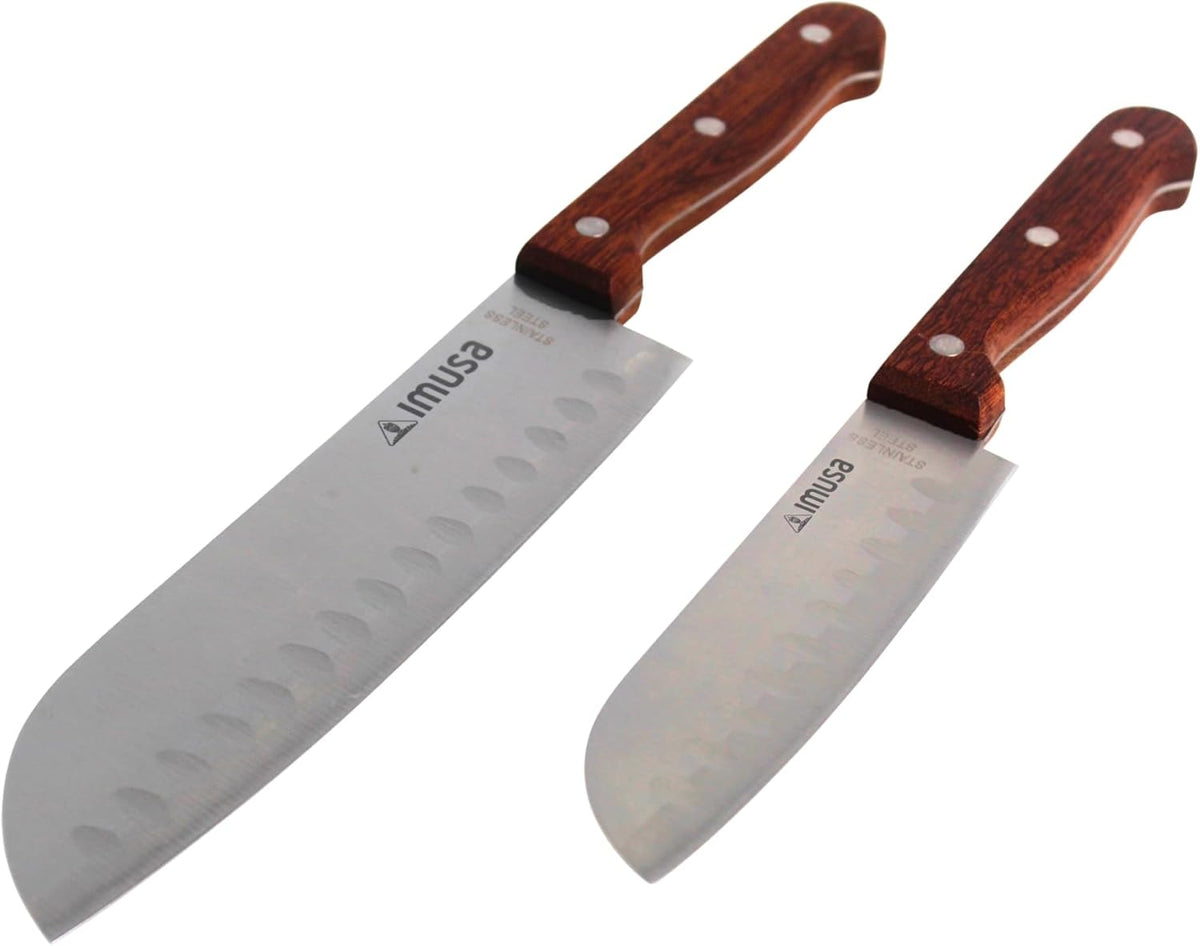 IMUSA 6 Inch Chef Stainless Steel Santoku Knife with Woodlook Handle