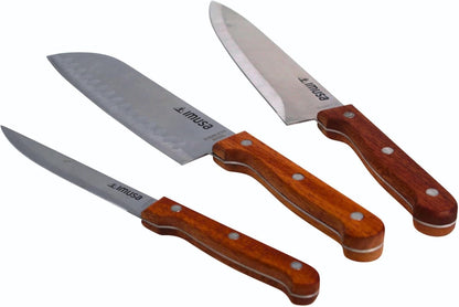 IMUSA 6 Inch Chef Stainless Steel Santoku Knife with Woodlook Handle