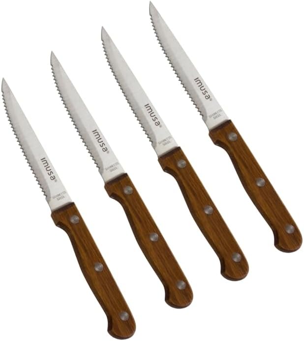 IMUSA 6 Inch Chef Stainless Steel Santoku Knife with Woodlook Handle