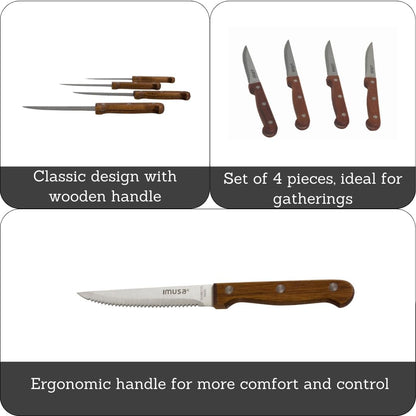 IMUSA 6 Inch Chef Stainless Steel Santoku Knife with Woodlook Handle