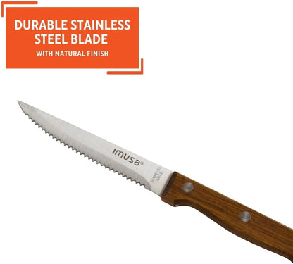 IMUSA 6 Inch Chef Stainless Steel Santoku Knife with Woodlook Handle