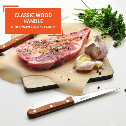 IMUSA 6 Inch Chef Stainless Steel Santoku Knife with Woodlook Handle