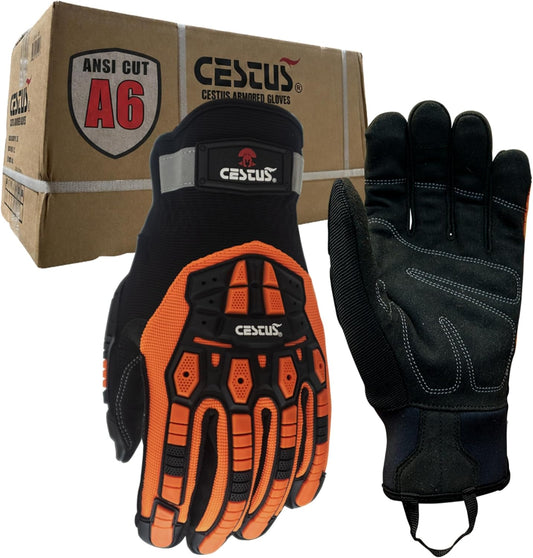 Cestus 6161, Impact Gloves with Fabric Palm, ANSI Cut A6 | Heavy duty work gloves