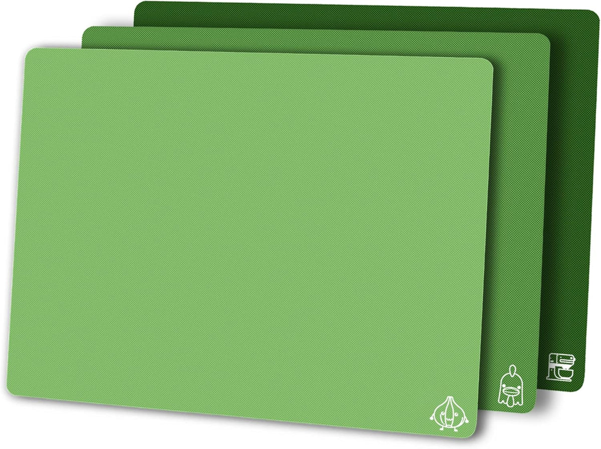 Flexible Plastic Cutting Boards for Kitchen Set of 3, Color Coded Cutting Mats, Non-Slip Cutting Boards for Meat, Dishwasher Safe, Gray