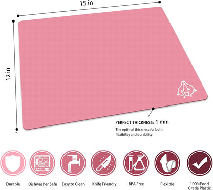 Flexible Plastic Cutting Boards for Kitchen Set of 3, Color Coded Cutting Mats, Non-Slip Cutting Boards for Meat, Dishwasher Safe, Gray