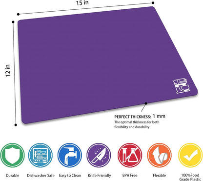Flexible Plastic Cutting Boards for Kitchen Set of 3, Color Coded Cutting Mats, Non-Slip Cutting Boards for Meat, Dishwasher Safe, Gray