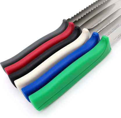 Kitchen Knife Set, MATTSTONE HILL Paring Knife Set - 4.7" Serrated Utility Knife, 3.5" Fruit & Vegetable Paring, 3" Flat Edge Peeling, German High Carbone Steel, Gray, Blue, Green