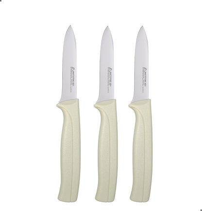 Kitchen Knife Set, MATTSTONE HILL Paring Knife Set - 4.7" Serrated Utility Knife, 3.5" Fruit & Vegetable Paring, 3" Flat Edge Peeling, German High Carbone Steel, Gray, Blue, Green