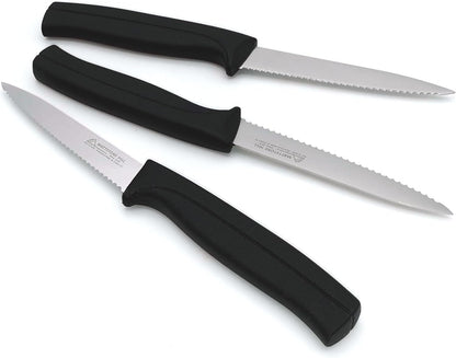Kitchen Knife Set, MATTSTONE HILL Paring Knife Set - 4.7" Serrated Utility Knife, 3.5" Fruit & Vegetable Paring, 3" Flat Edge Peeling, German High Carbone Steel, Gray, Blue, Green
