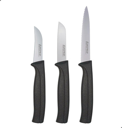 Kitchen Knife Set, MATTSTONE HILL Paring Knife Set - 4.7" Serrated Utility Knife, 3.5" Fruit & Vegetable Paring, 3" Flat Edge Peeling, German High Carbone Steel, Gray, Blue, Green