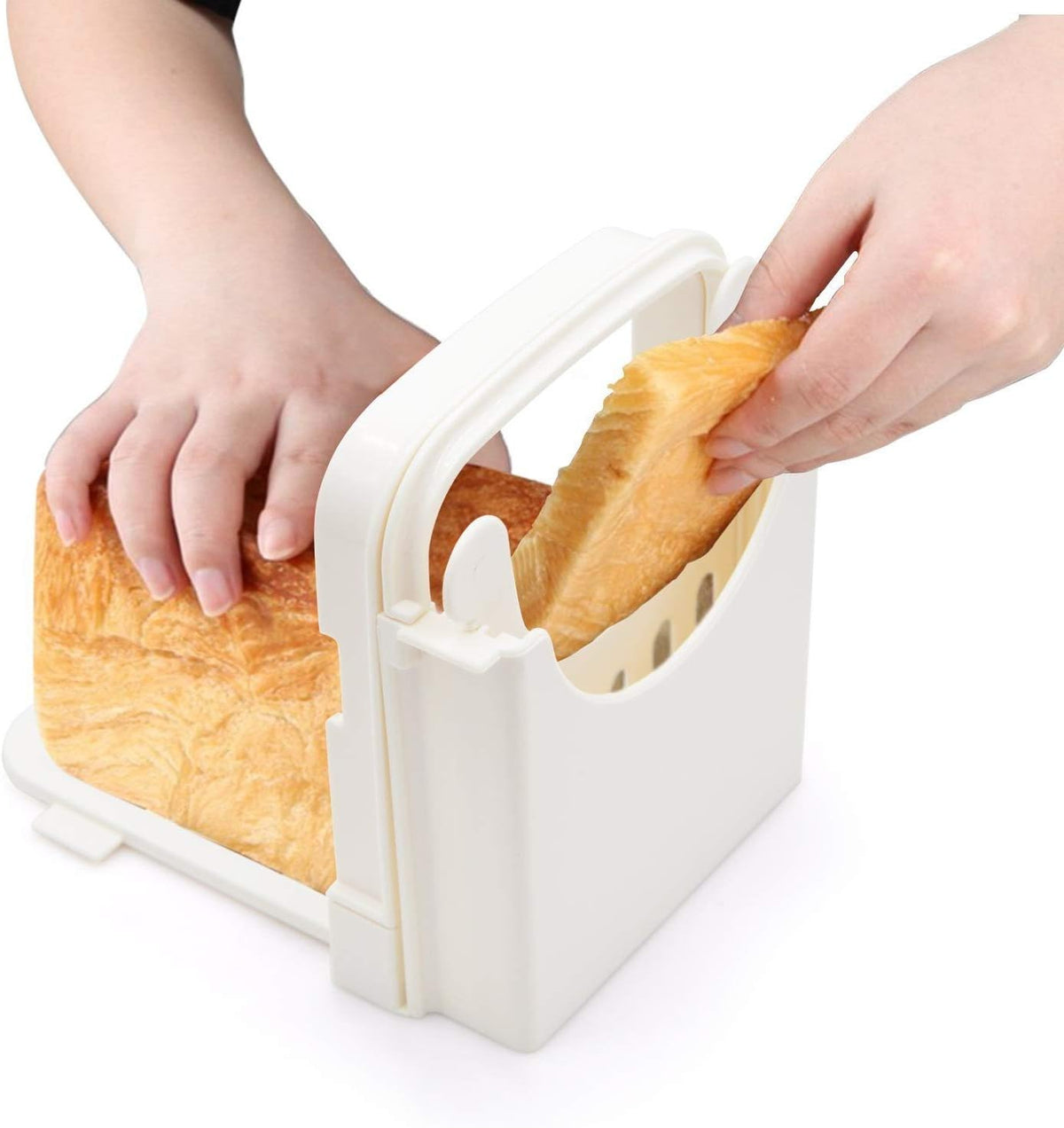 HYAM Bread Slicer, Adjustable Bread/Roast/Loaf Slicer Cutter,Folding Bread Toast Slicer Bagel Loaf Slicer Sandwich Maker Toast Slicing Machine with 5 Slice Thicknesses