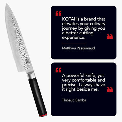 Gyuto 8 inch Chef Kitchen Knife | Ultra Sharp Japanese 440C Stainless Steel | Hammered Tsuchime Finish | Pakkawood Handle | Hidden Full Tang | Pakka Collection Professional Chef Knife