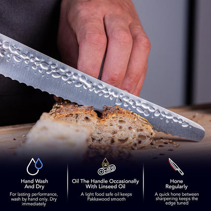 Gyuto 8 inch Chef Kitchen Knife | Ultra Sharp Japanese 440C Stainless Steel | Hammered Tsuchime Finish | Pakkawood Handle | Hidden Full Tang | Pakka Collection Professional Chef Knife
