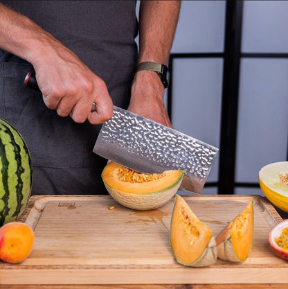 Gyuto 8 inch Chef Kitchen Knife | Ultra Sharp Japanese 440C Stainless Steel | Hammered Tsuchime Finish | Pakkawood Handle | Hidden Full Tang | Pakka Collection Professional Chef Knife