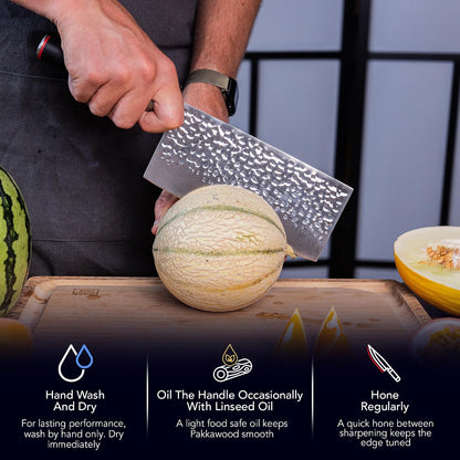 Gyuto 8 inch Chef Kitchen Knife | Ultra Sharp Japanese 440C Stainless Steel | Hammered Tsuchime Finish | Pakkawood Handle | Hidden Full Tang | Pakka Collection Professional Chef Knife