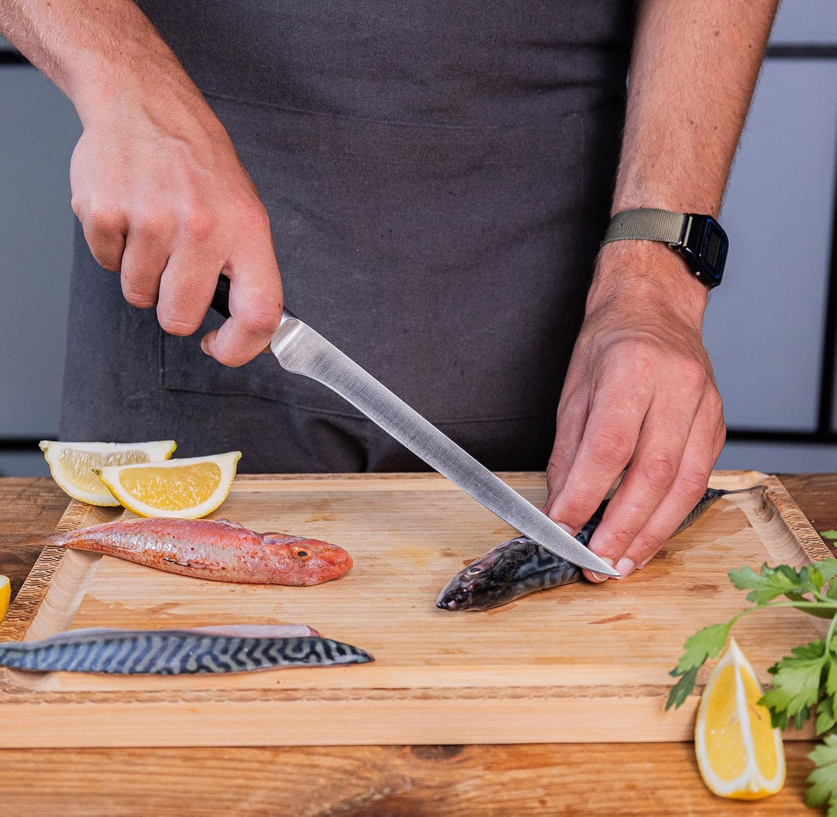 Gyuto 8 inch Chef Kitchen Knife | Ultra Sharp Japanese 440C Stainless Steel | Hammered Tsuchime Finish | Pakkawood Handle | Hidden Full Tang | Pakka Collection Professional Chef Knife