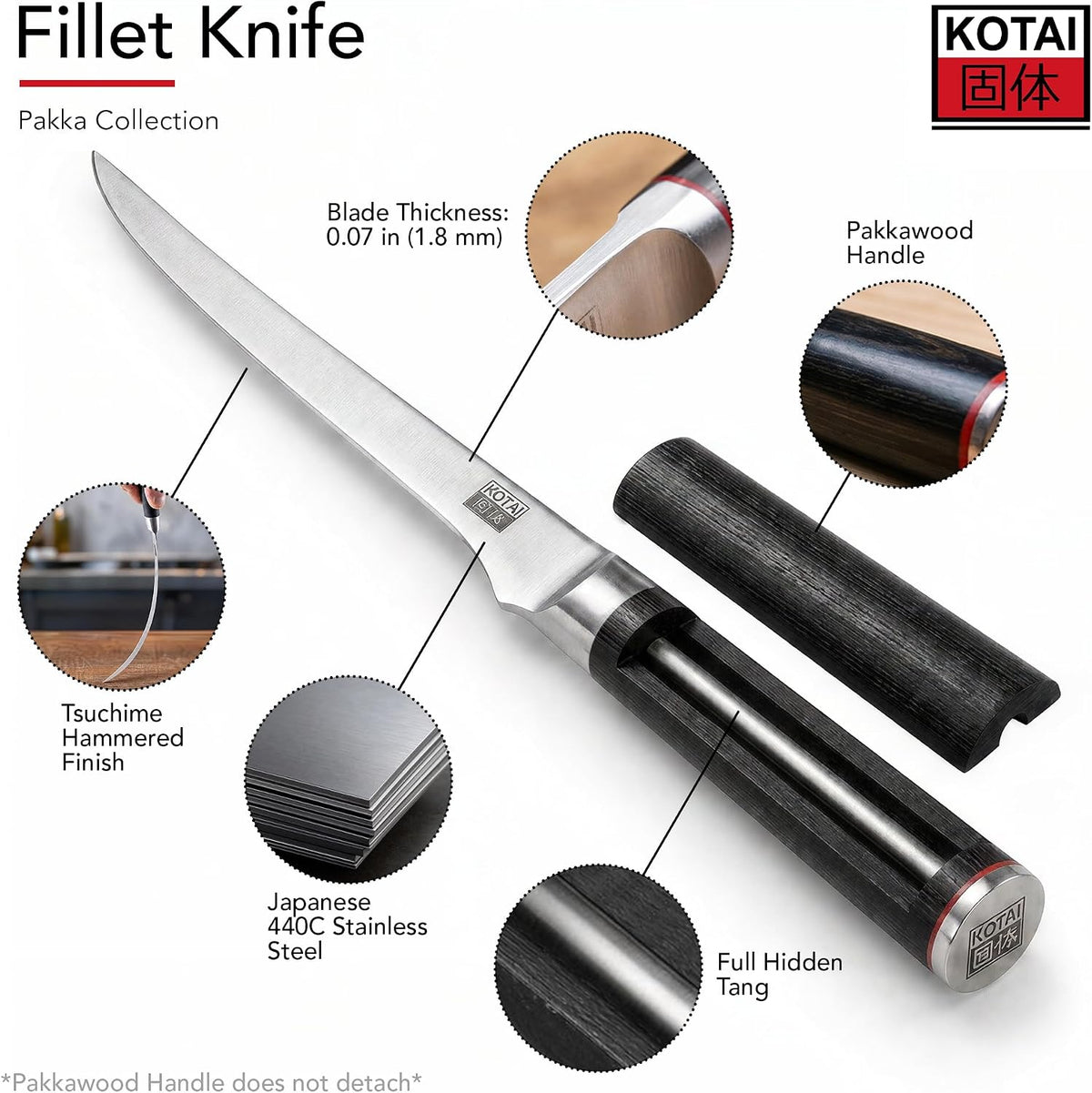 Gyuto 8 inch Chef Kitchen Knife | Ultra Sharp Japanese 440C Stainless Steel | Hammered Tsuchime Finish | Pakkawood Handle | Hidden Full Tang | Pakka Collection Professional Chef Knife