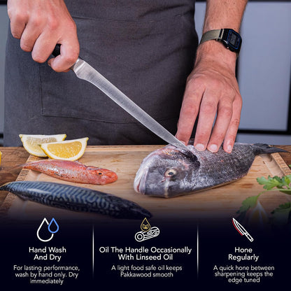 Gyuto 8 inch Chef Kitchen Knife | Ultra Sharp Japanese 440C Stainless Steel | Hammered Tsuchime Finish | Pakkawood Handle | Hidden Full Tang | Pakka Collection Professional Chef Knife