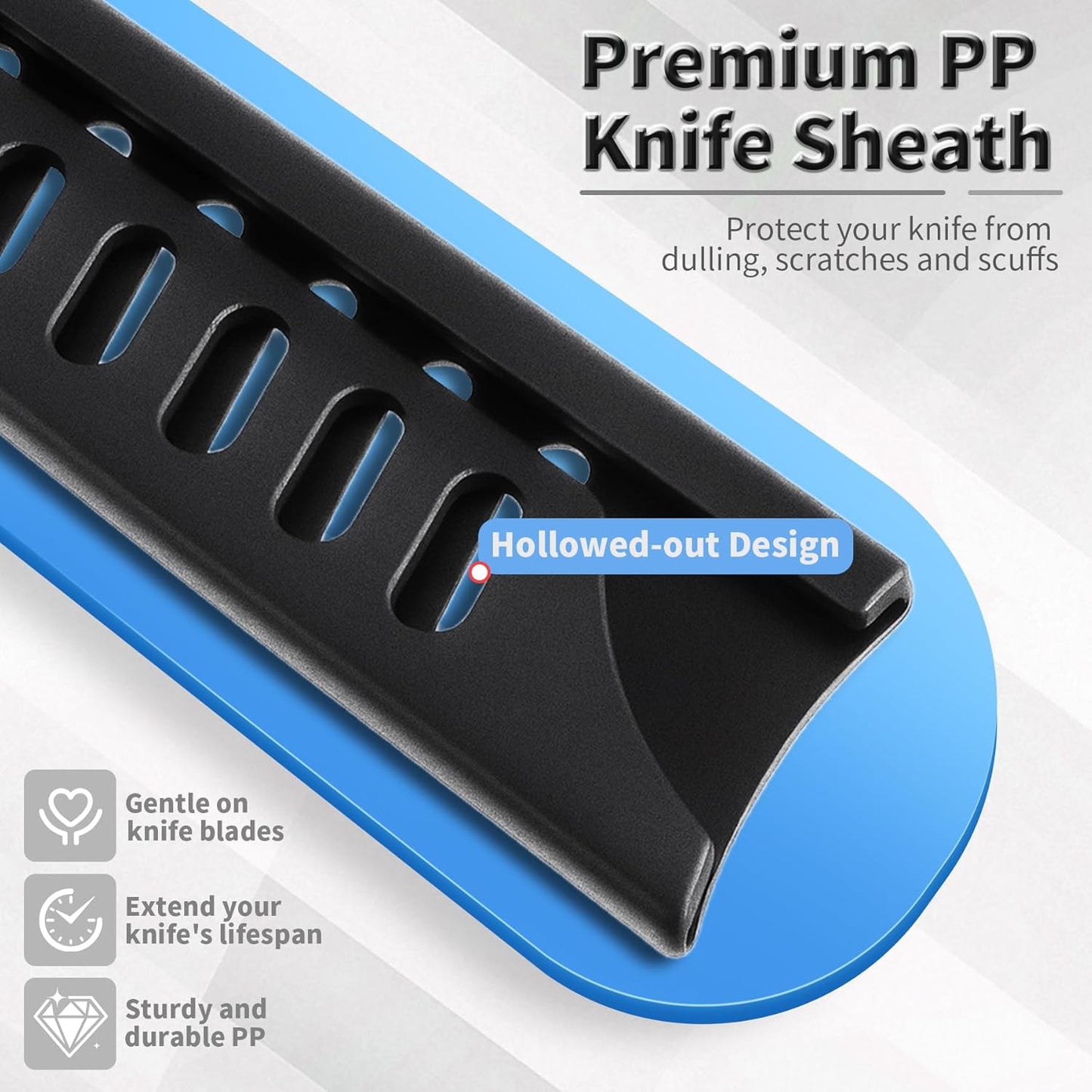 2 Pcs Safety Knife Cover Sleeves for 5 Inch General-Purpose Knife Sheath Blade Protector for Home Kitchen PP Universal Knife Sheath for Knife Protection Black