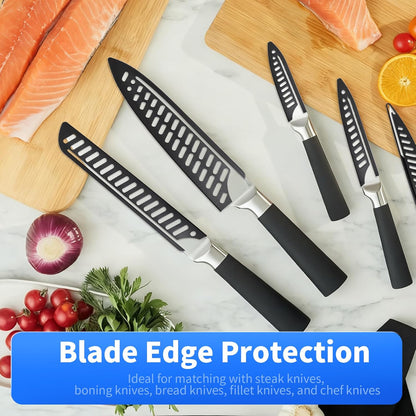 2 Pcs Safety Knife Cover Sleeves for 5 Inch General-Purpose Knife Sheath Blade Protector for Home Kitchen PP Universal Knife Sheath for Knife Protection Black