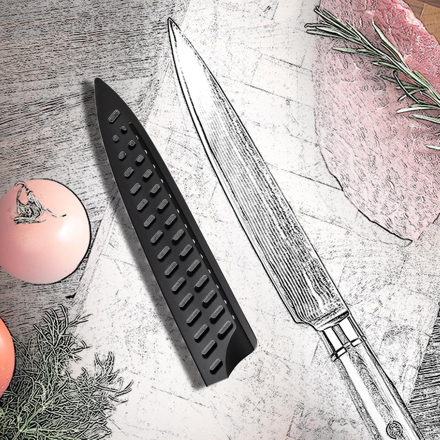 2 Pcs Safety Knife Cover Sleeves for 5 Inch General-Purpose Knife Sheath Blade Protector for Home Kitchen PP Universal Knife Sheath for Knife Protection Black