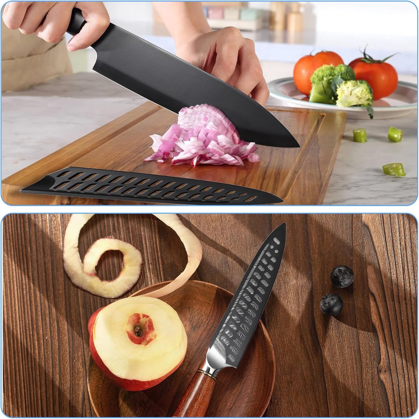 2 Pcs Safety Knife Cover Sleeves for 5 Inch General-Purpose Knife Sheath Blade Protector for Home Kitchen PP Universal Knife Sheath for Knife Protection Black