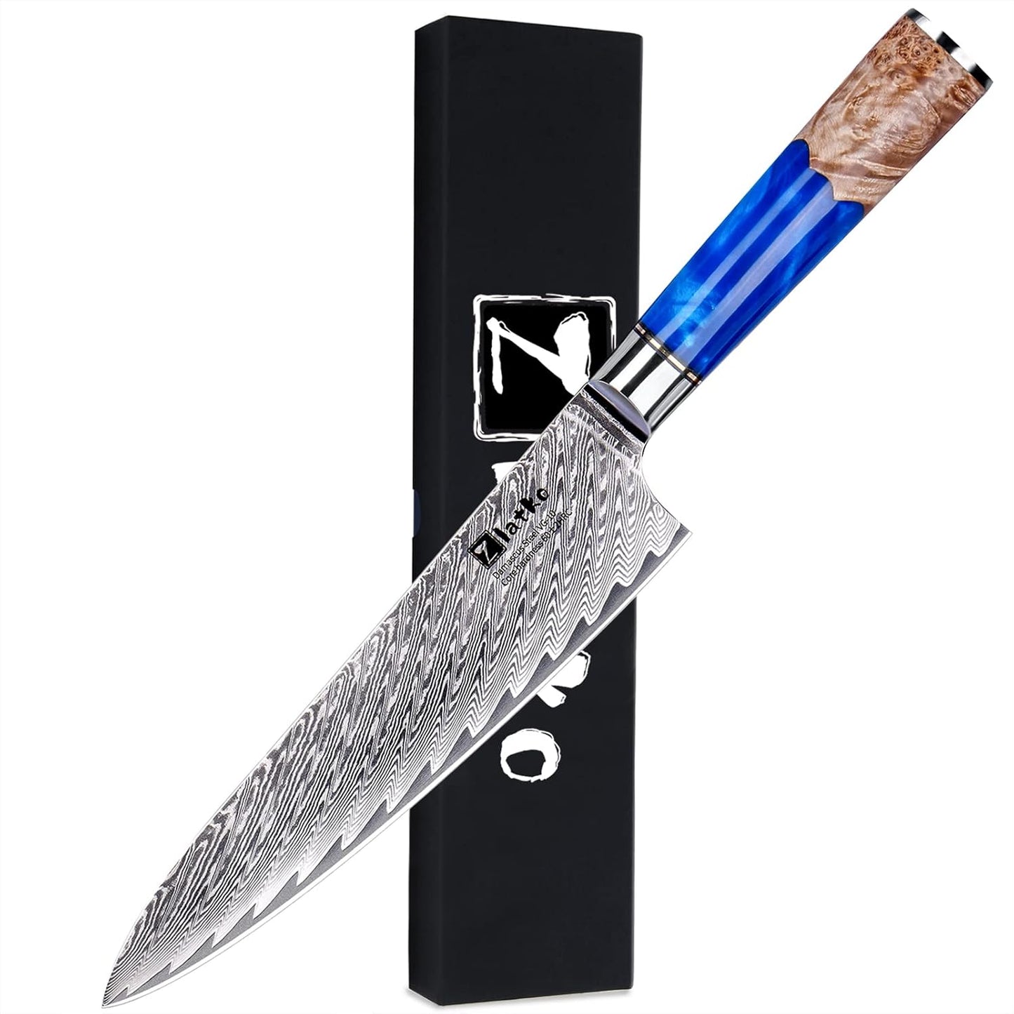 Chef Knife 8 Inch, Japanese Damascus Kitchen Knife, VG10 Steel | High Carbon Stainless Steel, Ultra Sharp Chef Knife Ergonomic Handle with GIFT BOX