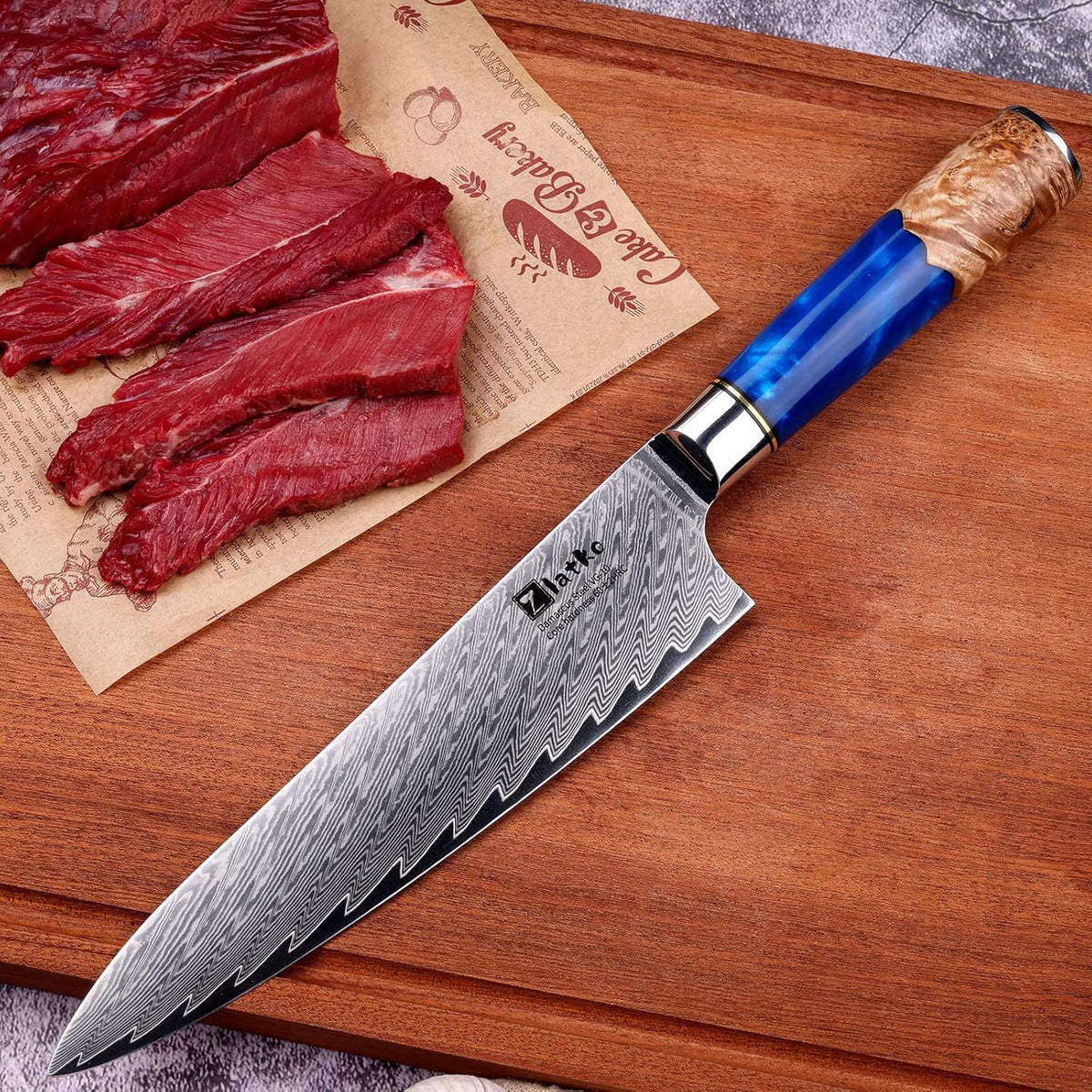 Chef Knife 8 Inch, Japanese Damascus Kitchen Knife, VG10 Steel | High Carbon Stainless Steel, Ultra Sharp Chef Knife Ergonomic Handle with GIFT BOX