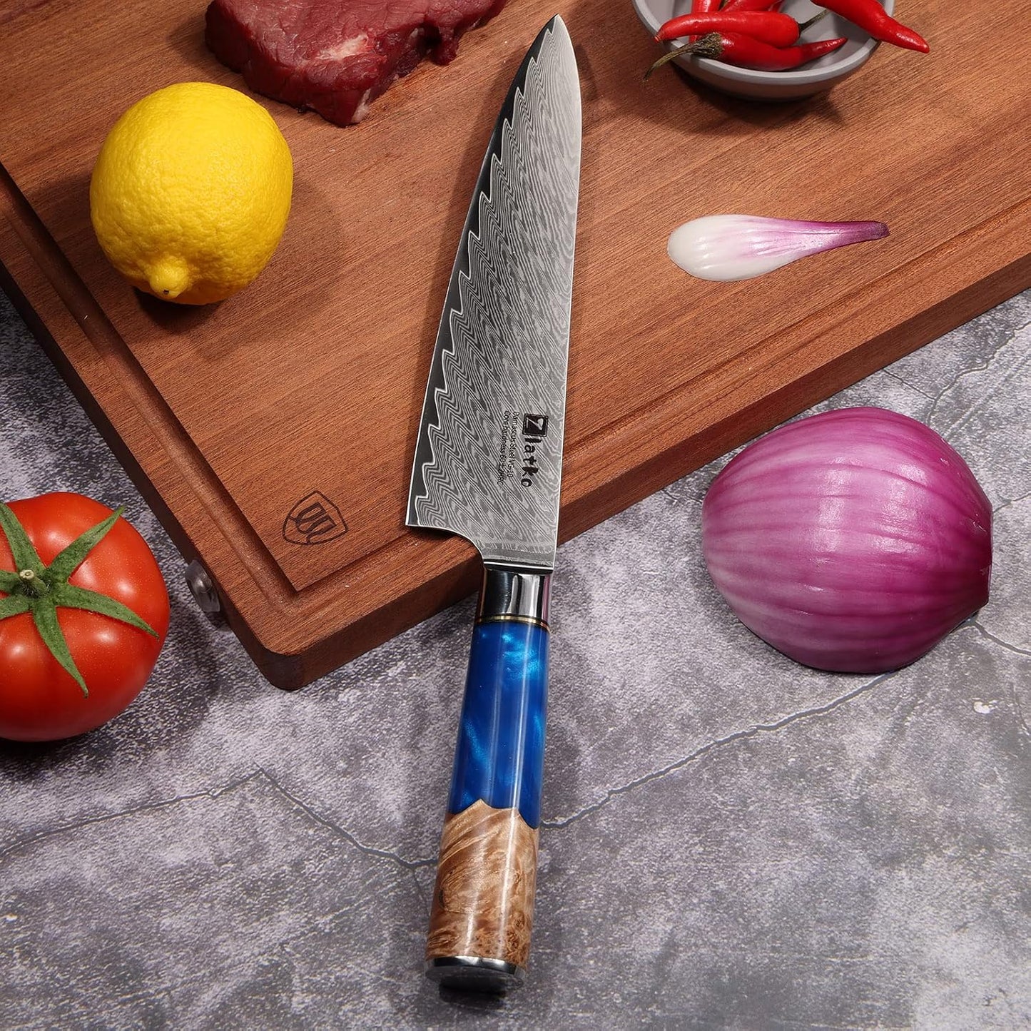 Chef Knife 8 Inch, Japanese Damascus Kitchen Knife, VG10 Steel | High Carbon Stainless Steel, Ultra Sharp Chef Knife Ergonomic Handle with GIFT BOX