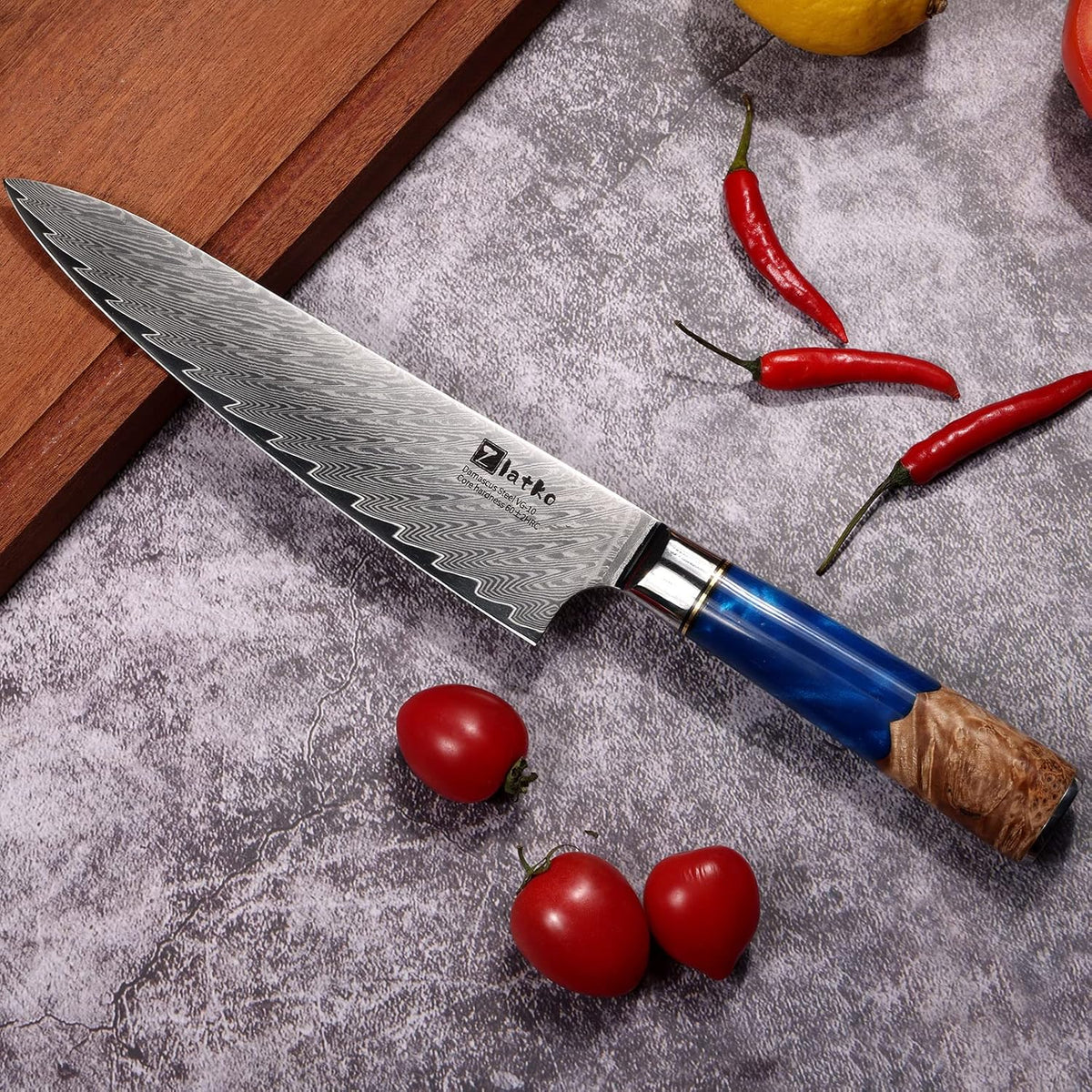 Chef Knife 8 Inch, Japanese Damascus Kitchen Knife, VG10 Steel | High Carbon Stainless Steel, Ultra Sharp Chef Knife Ergonomic Handle with GIFT BOX