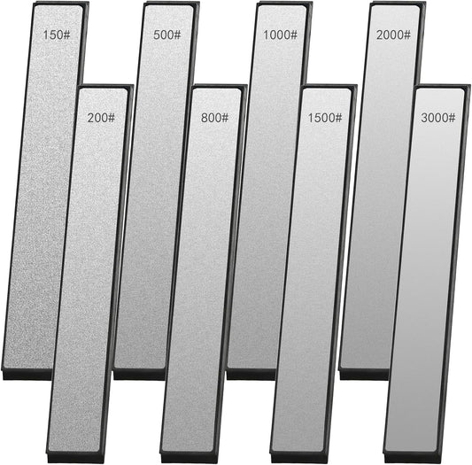 8 Pcs Diamond Knife Sharpening Stones, Knife Sharpener Fixed-Angle Kit, Professional Whetstone Set With Base 150/200/500/800/1000/1500/2000/3000 Grit