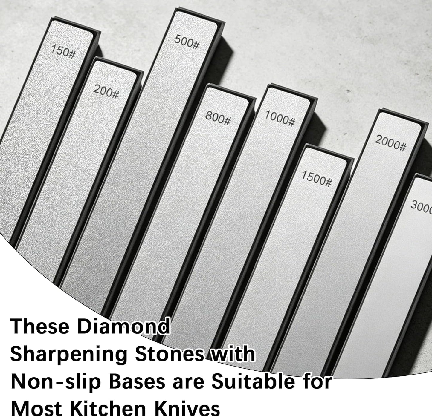 8 Pcs Diamond Knife Sharpening Stones, Knife Sharpener Fixed-Angle Kit, Professional Whetstone Set With Base 150/200/500/800/1000/1500/2000/3000 Grit