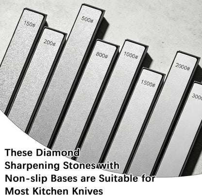 8 Pcs Diamond Knife Sharpening Stones, Knife Sharpener Fixed-Angle Kit, Professional Whetstone Set With Base 150/200/500/800/1000/1500/2000/3000 Grit