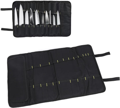 Chef Knife Roll Bag, 20 Slots Canvas Knife Carrying Case Pocket Knife Case Knife Travel Case Roll up Knife Bag Knife Storage Bag for Home Kitchen Travel Camping (Red)