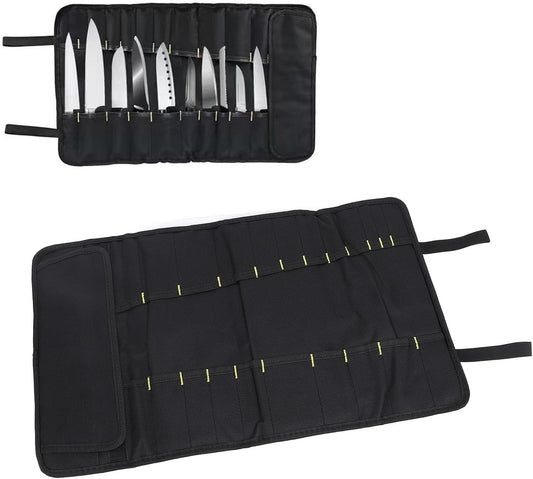 Chef Knife Roll Bag, 20 Slots Canvas Knife Carrying Case Pocket Knife Case Knife Travel Case Roll up Knife Bag Knife Storage Bag for Home Kitchen Travel Camping (Red)