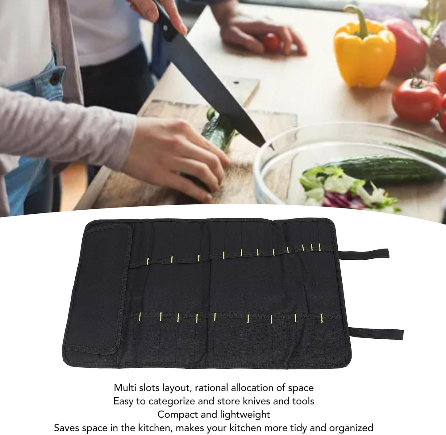 Chef Knife Roll Bag, 20 Slots Canvas Knife Carrying Case Pocket Knife Case Knife Travel Case Roll up Knife Bag Knife Storage Bag for Home Kitchen Travel Camping (Red)