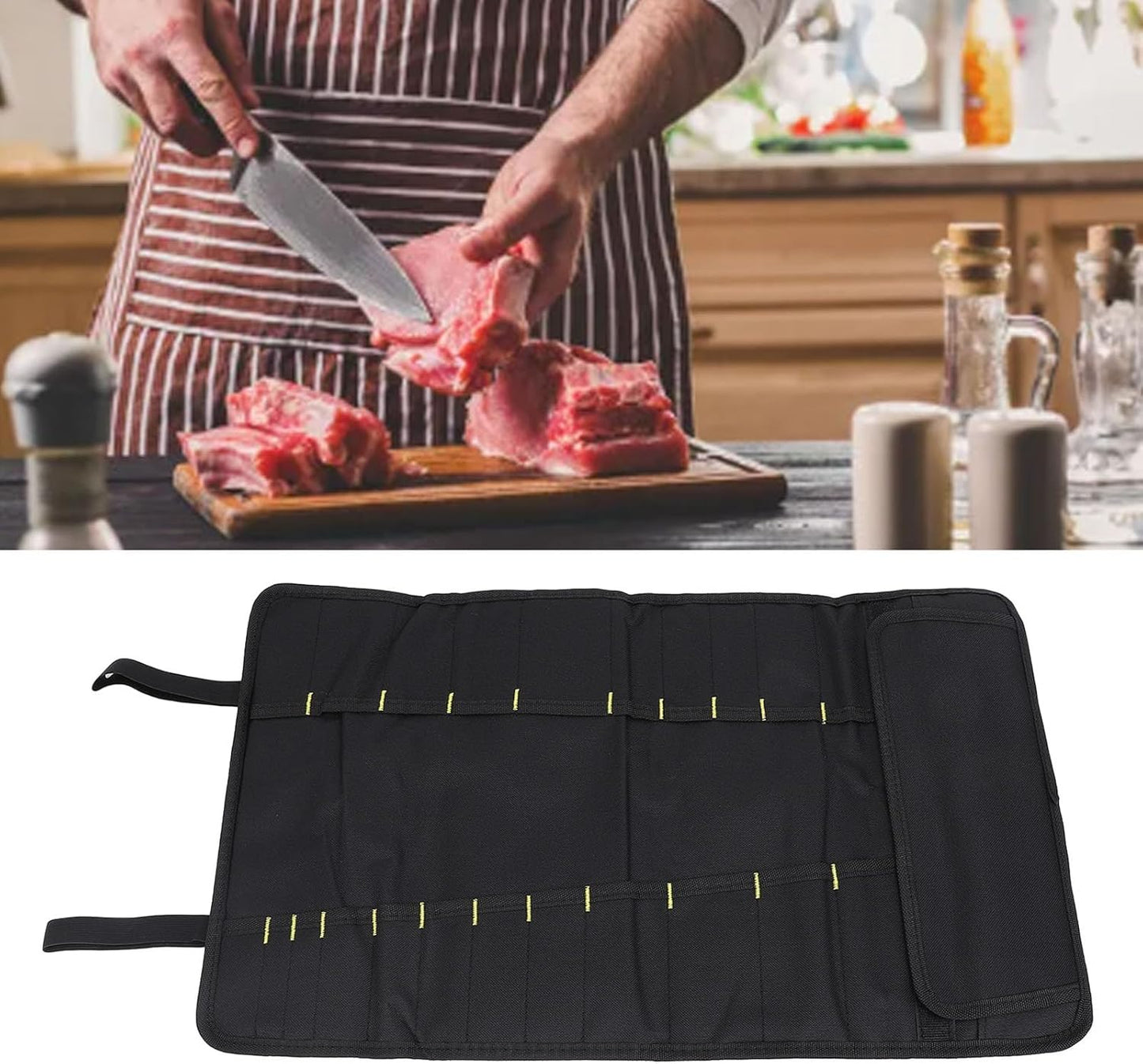 Chef Knife Roll Bag, 20 Slots Canvas Knife Carrying Case Pocket Knife Case Knife Travel Case Roll up Knife Bag Knife Storage Bag for Home Kitchen Travel Camping (Red)