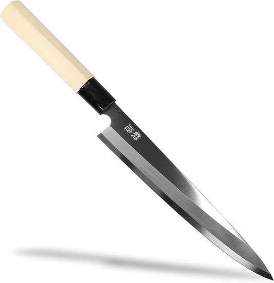 Japanese Sashimi Knife 210mm (8.2 in) – White Steel #2, Magnolia Wood Handle – Sushi Knife, Yanagiba Style – Made in Seki Japan