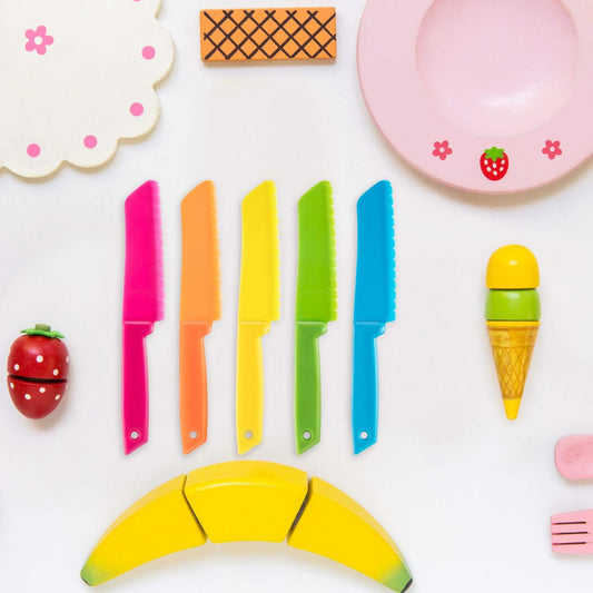 10 Pcs Kid Knife Plastic Kids Safe Knives for Real Cooking | kid knife,kids knife set for real cooking,nylon,kitchen cooking set bulk,children toddler cooking