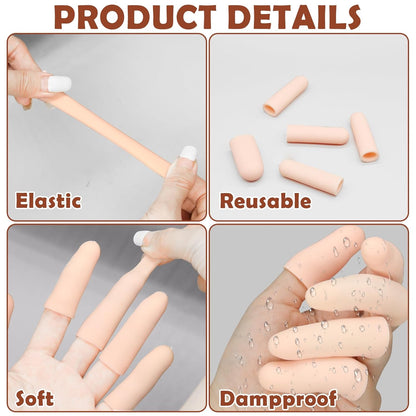 20Pcs Gel Finger Cots Thumb Protector, Silicone Finger Sleeves Cover Protection Tips, Finger Gloves Caps Protectors for Wounds Hand Eczema Arthritis Cracking (Nude)