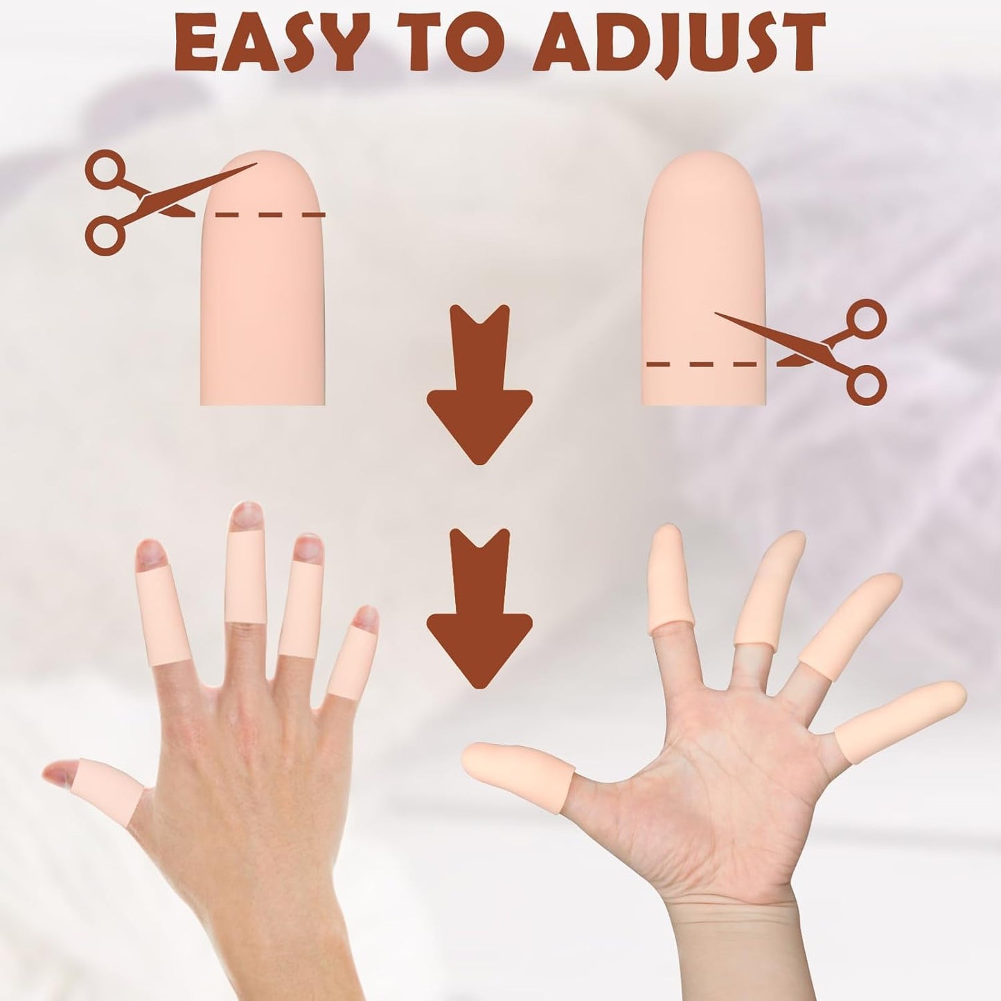 20Pcs Gel Finger Cots Thumb Protector, Silicone Finger Sleeves Cover Protection Tips, Finger Gloves Caps Protectors for Wounds Hand Eczema Arthritis Cracking (Nude)