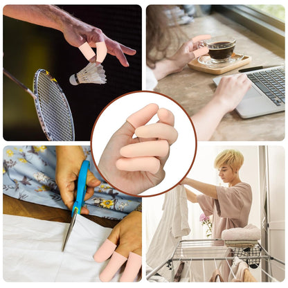 20Pcs Gel Finger Cots Thumb Protector, Silicone Finger Sleeves Cover Protection Tips, Finger Gloves Caps Protectors for Wounds Hand Eczema Arthritis Cracking (Nude)