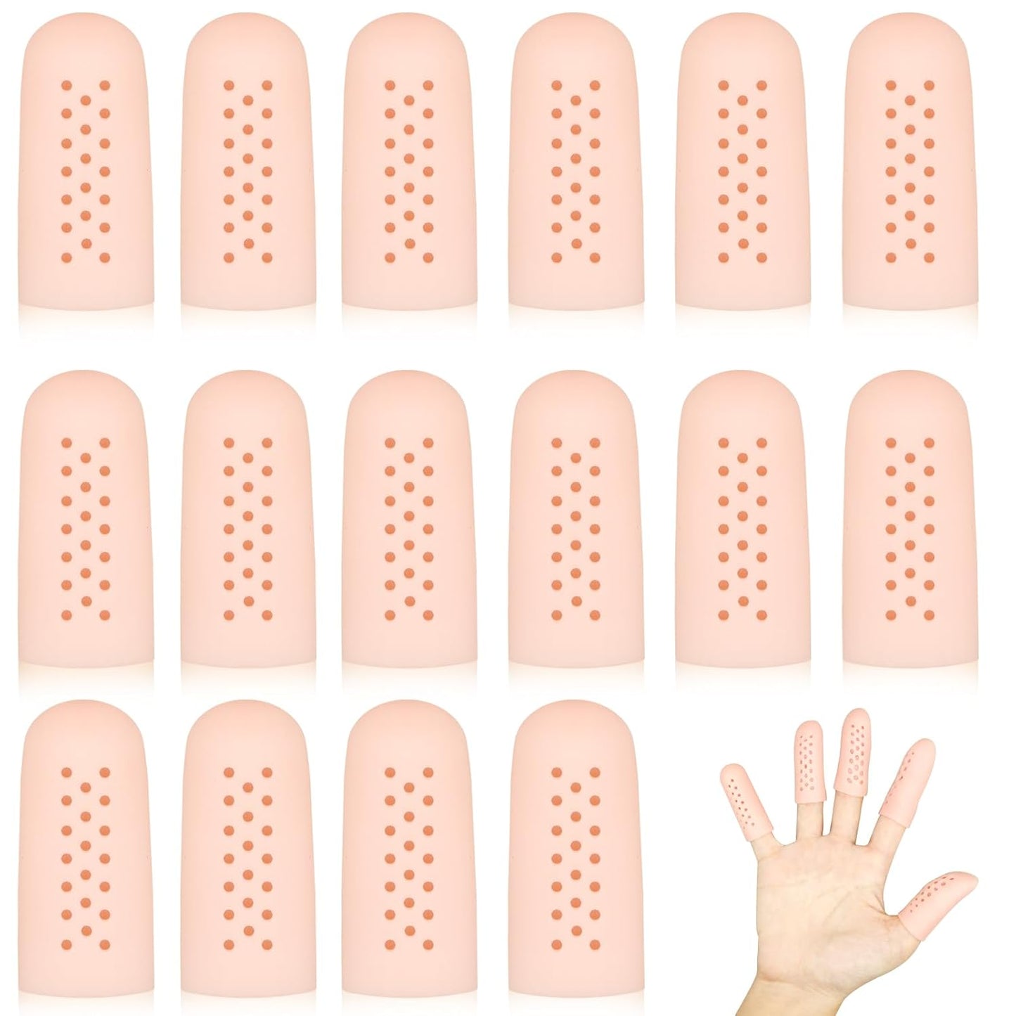 20Pcs Gel Finger Cots Thumb Protector, Silicone Finger Sleeves Cover Protection Tips, Finger Gloves Caps Protectors for Wounds Hand Eczema Arthritis Cracking (Nude)